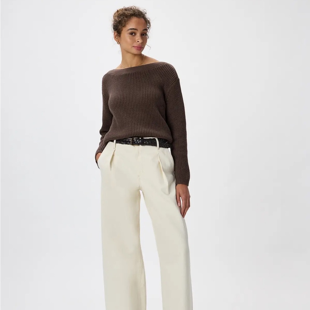 Quince boatneck cotton ribbed sweater. Size large